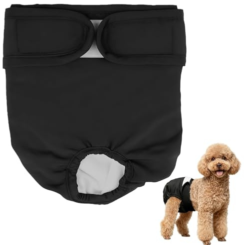 Reusable Dog Nappies, Highly Absorbent Dog Diapers Dogs Period Pants for Season Puppy Sanitary Wraps Panties for Female Pet Incontinence and Long Travels (Black M)