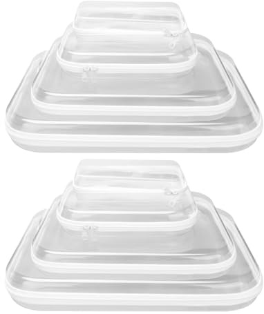 Sacs de Rangement, 8 Pièces de Trousses de Toilette Transparente avec Fermeture Éclair Boîte Transparente avec 4 Tailles Boîte de Rangement en Plastique pour Jouets Cosmétiques et Articles de Toilette