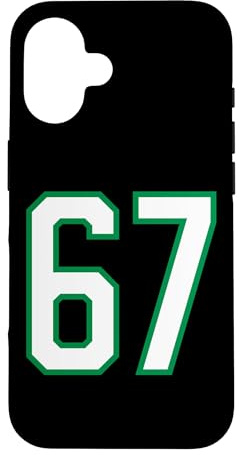 Custodia per iPhone 16 Squadra sportiva Bianco Verde Numero #67 Sessantasette
