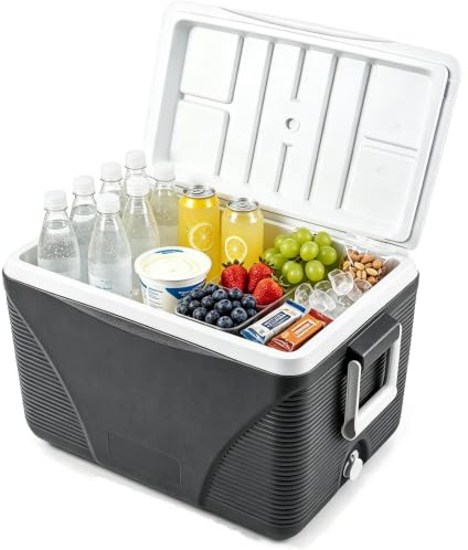 LIFEZEAL Glacière Rigide Portable 41L avec Isolation 5-7 Jours | Boîte Réfrigérante de Camping avec 4 Porte-Gobelets et Bouchon Vidange, Idéal pour Pique-nique, Pêche, Voyage