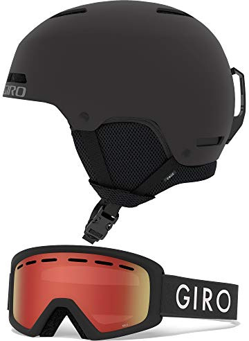 Giro Crue Kids Snow Helmet Goggle Combo - (Combo) Matte Black - Black Zoom Flash - Size Small