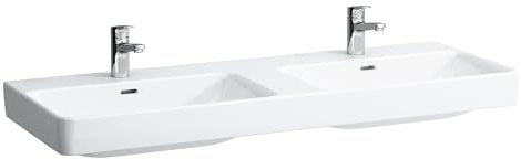 Laufen PRO S Doppelwaschtisch, 3 Hahnlöcher, mit Überlauf, 1300x460, weiß, Farbe: Weiß mit LCC - H8149684001081