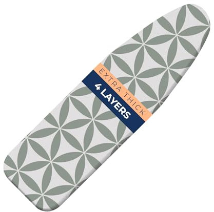 Ironing Board Cover and Pad Extra Thick Heavy Duty Padded 4 Layers Non Stick Scorch and Stain Resistant 15x54 and 3 Fasteners Elastic Edge with Bonus Protective Scorch Mesh Cloth