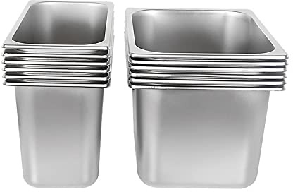 LIGOU 6Pack 1/9 Gastronorm Pan Stainless Steel Food Container,Sheet Pan,Hotel Pan,Baking Pans,Toaster Oven Pan,Jelly Roll Pan,Barbeque Grill Pan,Mirror Finish, Dishwasher Safe (5.9 depth)