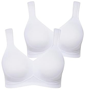 Ulla Popken Damen Mikrofaser-BH, 2er Pack Cup C-d BH, Schneeweiß, 105C EU