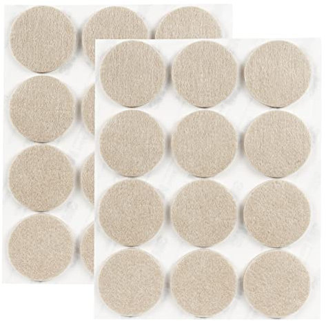 GINOYA Thicken Furniture Pads, 24pcs 40mm Adhesive Felt Pads for Hardwood Floors to Prevent Scratches Soundproofing (Beige)