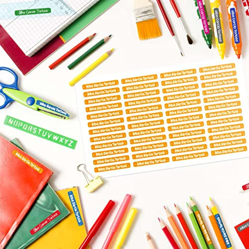 CUAC REVOLUTION Etiquetas Personalizadas para marcar objetos SIN laminado protector. Etiquetas adhesivas para el cole. Etiquetas para la guardería. Pegatinas marcar. Tamaño 5x0,7 cm. (48)