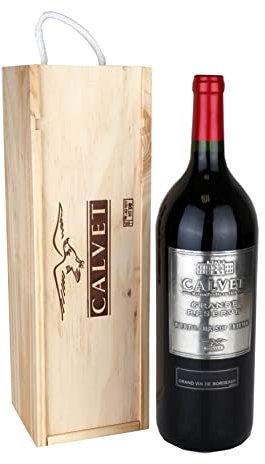 Calvet - Wein Geschenk Rotwein Grande Réserve, Bordeaux Supérieur - Magnum in Holzkiste (1 x 1.5 L)