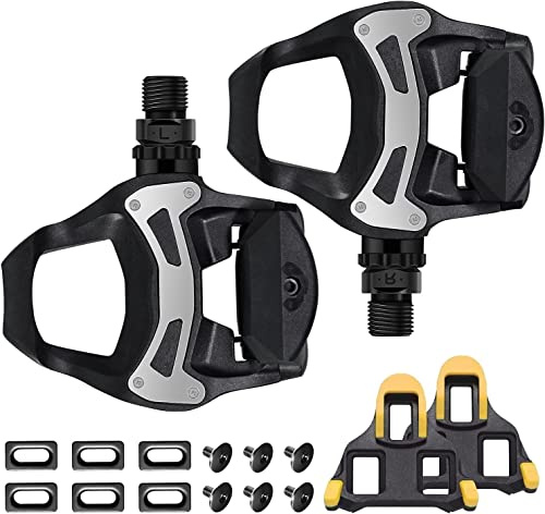 Road Bike Pedals Cycling Pedal Cleats Set Compatible with SPD SL System, Adjustable Wide Platform Waterproof Dustproof Bicycle Pedals for SPD-SL System Shoes Fitness Peloton Spin Bike