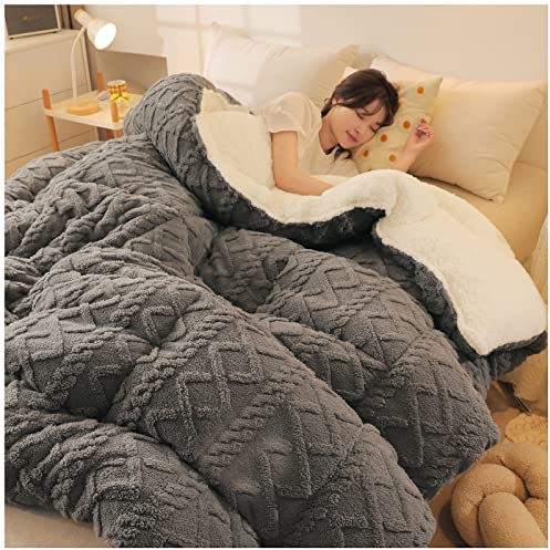 YRRA Trapunta Invernale coperto, Piumino Matrimoniale Invernale Caldo, Coperta Pesante per Letto, Grigio, 200x230cm (6kg)
