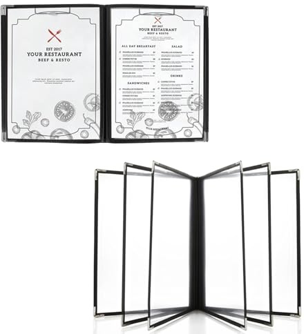 WOPPLXY 2 Pack Menu Covers, 8.5 x 11 Transparent Menu Covers, 6 Page 12 View Restaurant Menu Covers Menu Books Holder Fits A4 Size Paper, Menu Folder Menu Sleeves for Restaurant Bar Cafe