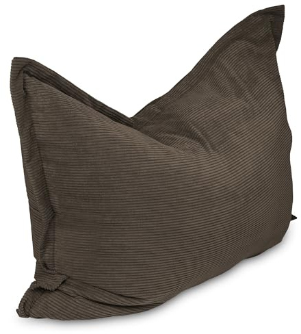 chilly pilley Bean Bag Cojín De Suelo De Pana Puf Relleno De Poliestireno Puf Gigante Material De Cuerda Cojín De Asiento Cojín De Jardín para Tumbarse Y Sentarse Pana 100x70 Marrón