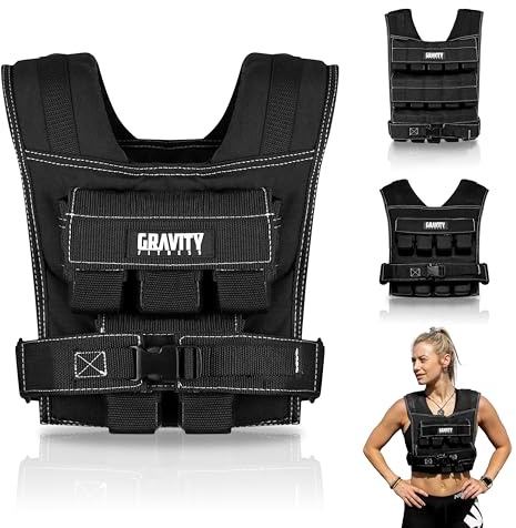 Gravity Fitness Viktväst 10kg 20kg 30kg Justerbar Träningsväst för Herr & Dam – För Träning, Löpning, Gång, Styrketräning, Hemmagym & Calisthenics Träning