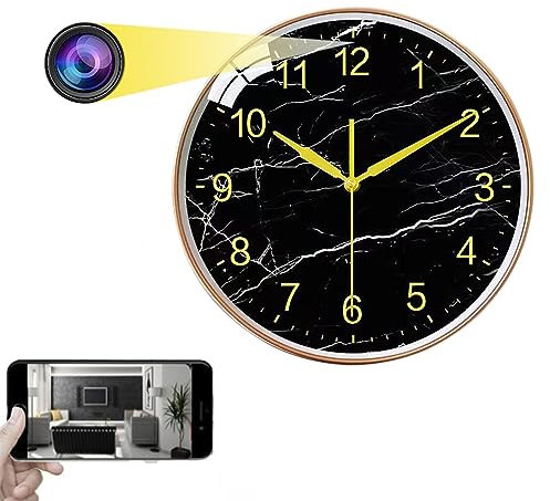 Firstoy Spion dold kamera, WiFi väggklocka kamera 1080P trådlös säkerhet video inspelare med mörkerseende och fjärrvisning för inomhus hem kontor säkerhet, stöder iOS/Android