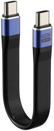 Gbformat Câble USB C vers USB C 240W 40Gbps Type C Câble de Charge Rapide 13cm Compatible avec Thunderbolt 3/4 pour Smartphone, Banque d'alimentation