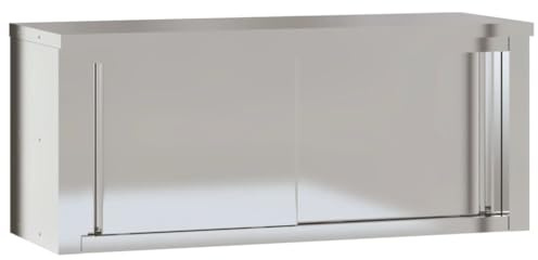 vidaXL Küche Wandschrank, Küchenschrank mit Schiebetüren Wandmontage, Gastro Hängeschrank Schrank, Edelstahlschrank Wandhängeschrank, Edelstahl