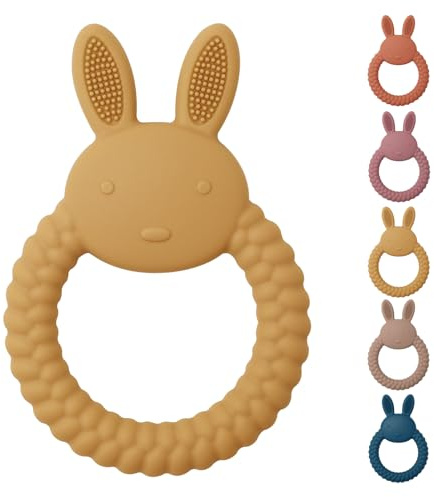 Teething Toys for Baby, Easy to Hold BPA Free Silicone Teethers,Rabbit Baby Teething Toy,Baby Toys for Babies 3 6 12 Months, Boy, Girl, Infant (Yellow)