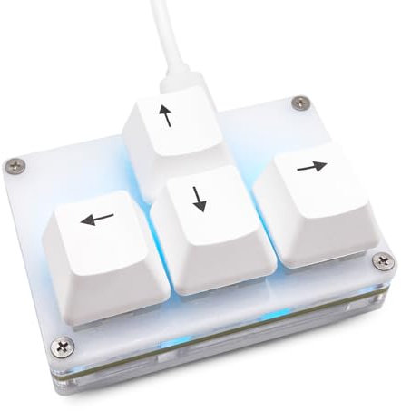 BTXETUEL Mini 4-Key WASD Arrow Keycaps Keyboard One-Handed Mechanical Gaming Pad Programmable USB-C Customized for Work or Play (White, Arrow Keycaps 2)