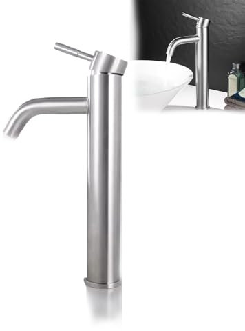 VICTOVA GRIFO de Baño de Acero Inoxidable Plata Cepillada | Resistente a la Corrosión y Oxidación | Diseño Elegante y Funcional | GRIFO lavabo ALTO PLATA