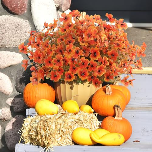 SOMYTING 8 lotti di fiori autunnali artificiali - Bouquet autunnale artificiale - Decorazione d'autunno - Fiori artificiali autunnali - Piante da balcone - Fiori in seta - Rami autunnali