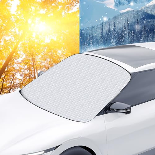 Car Windscreen Covers Frost for Winter Heavy Duty Car Windscreen Cover Windshield Magnetic Snow Cover Protective Windscreen Cover Snow Ice Frost Sun UV Dust Water Easy Fit for Cars