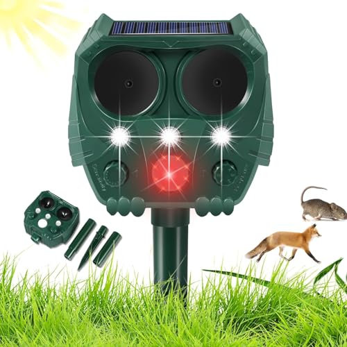 YwuLy katzenschreck für Garten, Ultraschall Solar Tiervertreiber, Wasserdicht Marderschreck mit PIR-Bewegungssensor Katzenschreck für Garten, Wirksam Gegen Katzen, Hunde, Marder, Cat Repellent