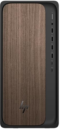 HP OmniDesk AI Tower Desktop PC | Intel® Core™ Ultra 7 265 Processor | 16GB DDR5 RAM | 1TB SSD | Intel® Graphics | Windows 11 Home | Dark Wood and Jack Black | M03-0003sa
