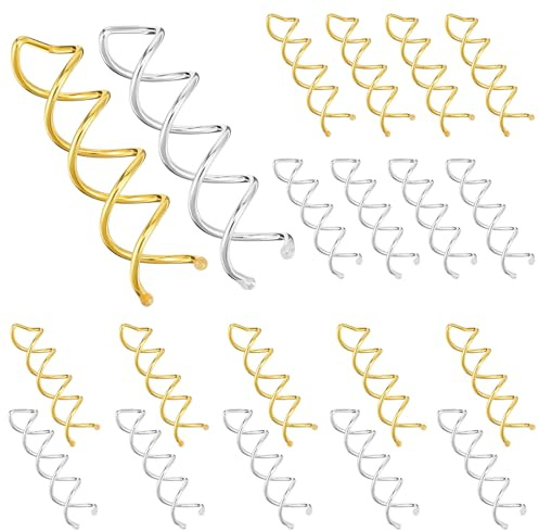 LXUEJIE 20PCS Spiral Hair Pins, 2 Colors Spin Pins Spiral Bobby Pin for Girls Women Non-Scratch Round Clip & Bun Twist, Stylish Bun Bobby Pin, Alloy SpinPins for Hair, Gold and Silver