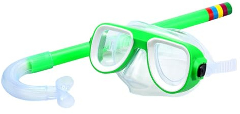 Ensemble de plongée avec tuba pour enfants - Lunettes de plongée pour sports nautiques - Pour garçons et filles - Vert - 35 x 15 x 6 cm