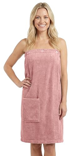 LAYNENBURG Premium bastukilt dam med knappstängning – 10 % bomull – Öko-Tex 100 – bastuhandduk för kvinnor – frotté bastuhandduk, kilt med elastiskt band för wellness, spa och bastu (XL-XXL