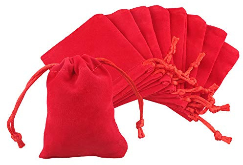 G2PLUS Red Velvet Jewellery Pouches, 7x9CM Velvet Drawstring Bags for Jewellery, 20PCS Small Soft Gift Bags with Drawstrings for Wedding, Party, Valentine's Day, Anniversary