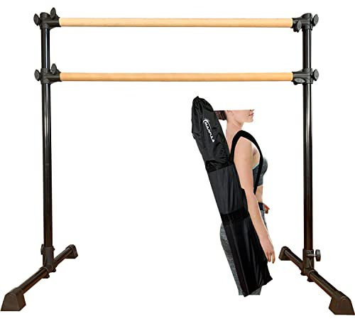 MARFULA 4 Ft Portable Wood Ballet Barre Ballet Bar Dance Barre Freestanding with Carry Bag