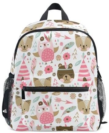 ISAOA Sac ¨¤ dos pour fille - Motif animaux - Avec sangle de poitrine - Rose