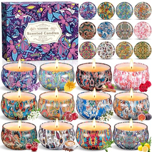 NCKIHRKK Velas Perfumadas Regalos Originales para Mujer, 12 Piezas Velas Aromáticas Cera de Soja Natural, Velas Decorativas para Cumpleaños, Día de la Madre, Navidad, San Valentín, Aniversarios
