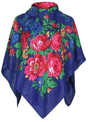 FNAPE Women's Scarf Russian Babushka Shawl Wrap Traditional Retro Ukraine Style Printed Square Scarfs（41inx41in
