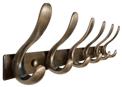 HONSKY Coat Rack Wall Mounted,44 cm Coat Hook Wall Mounted,6 Hooks Heavy Duty Wall Coat Hook for Hanging Clothes,Coat,Hat,Jacket,Antique Bronze