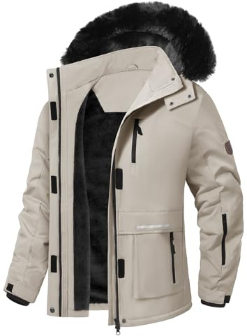Voqeen Chaqueta de Esquí Invierno para Mujer Termica Abrigo de Nieve Impermeable de Montaña Forro Polar Antiviento Cazadora con Capucha