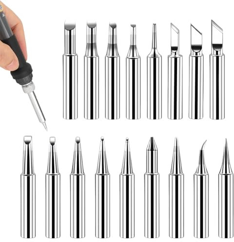 Diyxisk Senza Piombo Punte Saldatore Stagno, 17 Pezzi Rame Puro Punte per Saldatore a Stagno, Sostituibile Punte Saldatore, Punte di Ricambio per Stazioni di Saldatura, Saldatura, Ecc