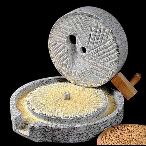 Traditional Handmade Stone Mill Grinder for Coffee Beans Wheat Berries and Spices Manual Coffee Grinder with Adjustable Grinding Settings 13.8inch/35cm