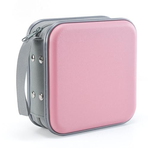 LIOVODE DVD-Tasche,48 Kapazität CD-Hülle Halter Lagerung Veranstalter Hartplastik Schutz Disc-Geldbörse für Auto (48 Kapazität, Hellrosa 48)