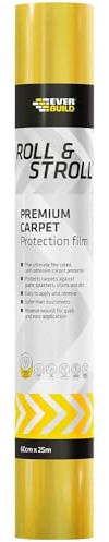 ZINNIAUK Carpet Protector Roll 600mm x 25m Self Adhesive Floor Protection Film Waterproof Non Slip Temporary Floor Covering for Home Office Renovation Painting and Builders Use