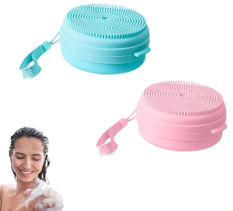 2 Stück Peeling Duschbürste, Silicone Körperbürste mit Toilettenseife Verwendung, Hängedesign, Sanfte Reinigung, für ein Entspannendes Bad (A)