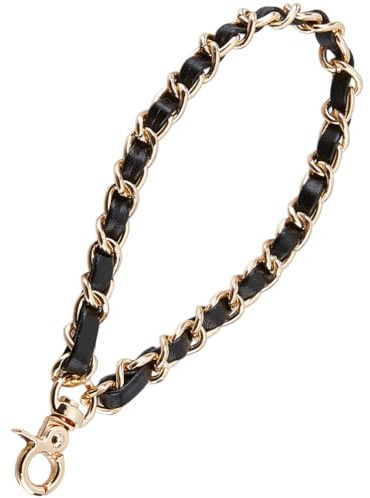 CABODYALS Correa de Cuero Negra para Teléfono, Bolso, Cartera, Llavero, Cadena de Metal Dorado, Manos Libres, Antirrobo, Correa de Muñeca de Repuesto con Cierre de Mosquetón para Teléfono Móvil