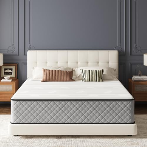 Matoresu Hybrid Double Mattresses 4ft6 25cm Medium Firm Pocket Sprung 7-Zone OEKO-TEX Certified – Motion Isolation & Pressure Relief for Back Pain – 135x190cm