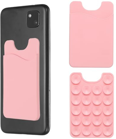 QUARKZMAN 2 Pezzi Portacarte A Ventosa Per Telefono, Portacarte A Ventosa In Silicone Con Slot Per Carta Per Cellulare, Rosa