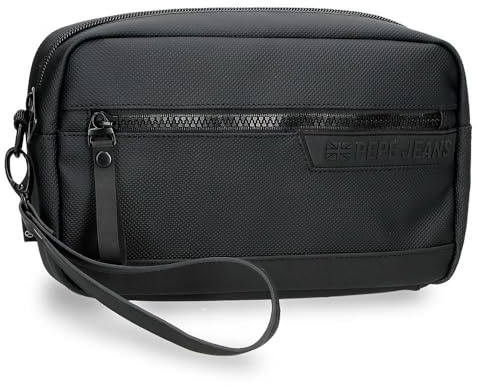 Pepe Jeans Dorking Bolso de Mano Negro 24,5x15x6 cms Poliéster con Detalles en Piel Sintética by Joumma Bags