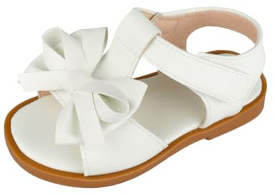 TRIWORIAE Sandales Fille Princesse Chaussures d'Été Style Salomé avec Grand Nœud et Scratch, Idéal pour Mariage, Baptême, Fête et Quotidien