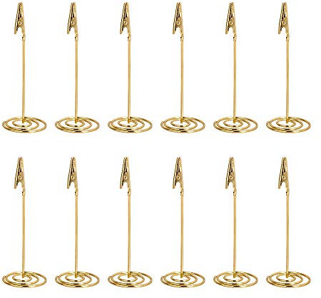 Tincogo 12pcs Place Card Holder Memo Holder Clip Photo Holder Table Number Holder Gold
