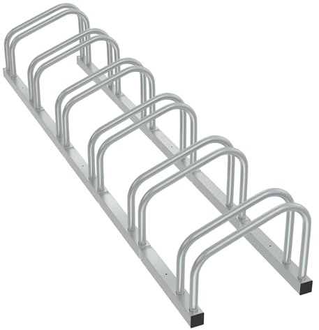 AUFUN Râtelier 6 vélos Support pour vélo Système Range vélo Acier Fixation Sol Mur intérieur extérieur Bicyclette