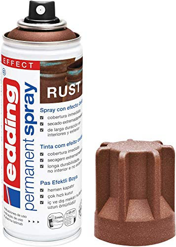 edding 5200 spray permanente - effetto ruggine opaco - 200 ml - premium vernice acrilica per dipingere e decorare vetro, metallo, legno, ceramica, plastica, tela - smalto acrilico, vernice spray